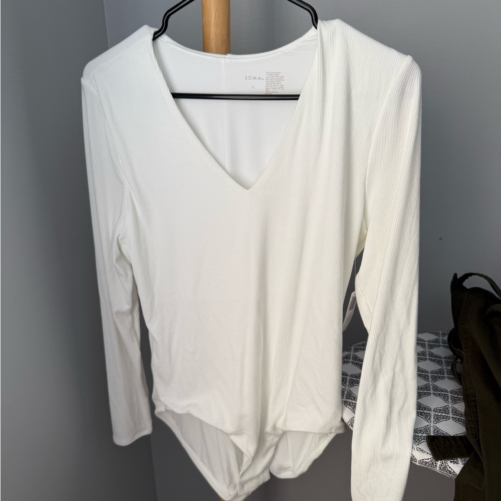 Soma Cream Fitted Bodysuit Top